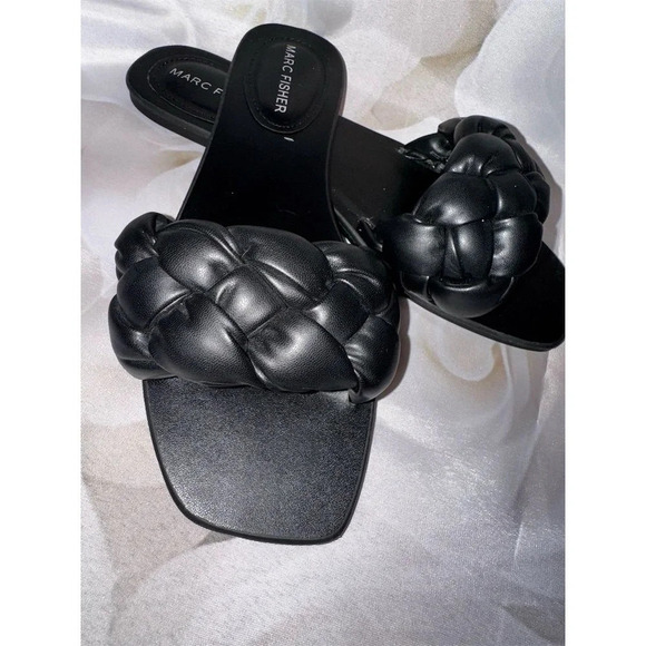 Marc Fisher Women's Black Braided Slide Sandals Size 7.5 Summer Casual - Picture 5 of 15